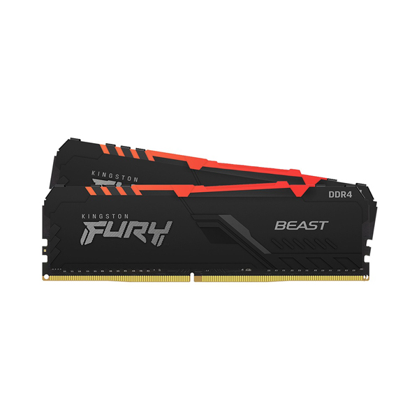 Ram Desktop Kingston Fury Beast RGB 16GB (2x8) DDR4 3200Mhz (KF432C16BBAK2/16)