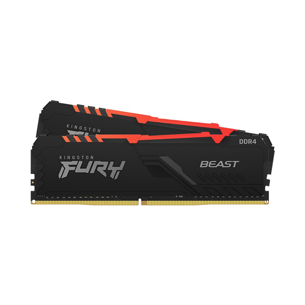 Ram Desktop Kingston Fury Beast RGB 32GB (2x16) DDR4 3200Mhz (KF432C16BB1AK2/32)