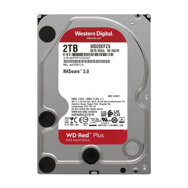 Ổ cứng HDD Western Red Plus 2TB - WD20EFZX (3.5 inch, 5400RPM, SATA, 128MB Cache)