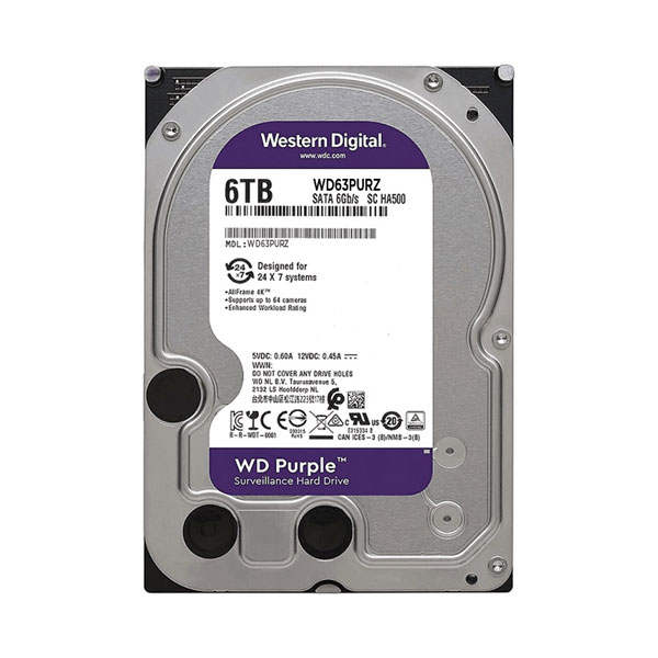 Ổ cứng HDD Western Purple 6TB - WD63PURZ (3.5 inch, 5640RPM, SATA, 256MB Cache)