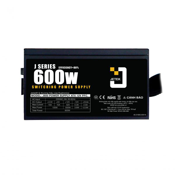 Nguồn máy tính Jetek J550  550W ( 80 Plus/Màu Đen/Non Modular)