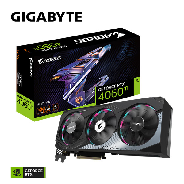 Card màn hình Gigabyte Aorus GeForce RTX™ 4060 Ti Elite 8G (GV-N406TAORUS E-8GD)