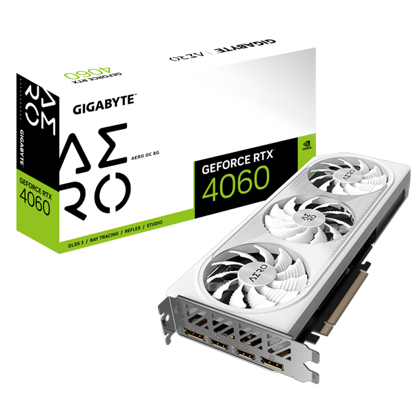 Card màn hình Gigabyte GeForce RTX™ 4060 AERO OC 8G (GV-N4060AERO OC-8GD)