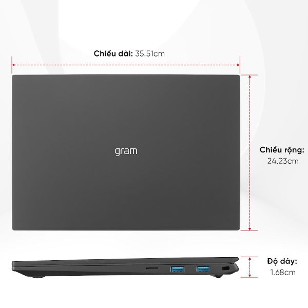 Laptop LG Gram 16ZD90R-G.AX55A5 (Core i5 1340P/ 16GB RAM/ 512GB SSD/ Intel Iris Xe Graphics/ 16.0inch WQXGA/ NoOS/ Black/ Model 2023)