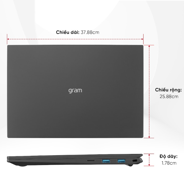 Laptop LG Gram 17ZD90R-G.AX73A5 (Core i7 1360P/ 16GB RAM/ 256GB SSD/ Intel Iris Xe Graphics/ 17.0inch WQXGA/ NoOS/ Grey/ Model 2023)
