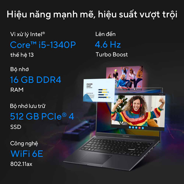 Laptop Asus Vivobook 15X OLED S3504VA-L1226W (Core i5 1340P/ 16GB RAM/ 512GB SSD/ Intel Iris Xe Graphics/ 15.6inch FHD OLED/ Windows 11 Home/ Bạc)