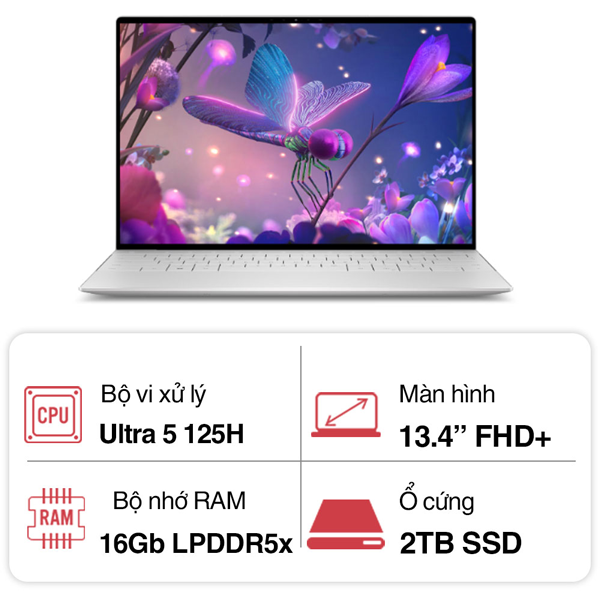Laptop Dell XPS 13 Plus 9340 XPSU5002W1 (Ultra 5 125H/ 16GB RAM/ 2TB SSD/ Intel Iris Xe Graphics/ 13.4inch FHD+/ Win11 + Office Student + McAfee LS/ Platinum/ Nhôm)