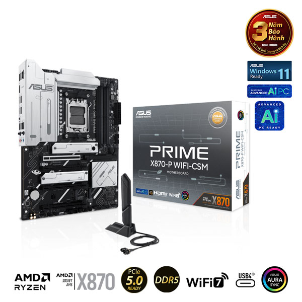 Mainboard Asus PRIME X870-P WIFI-CSM (AMD X870/AM5/DDR5/WIFI/ATX)