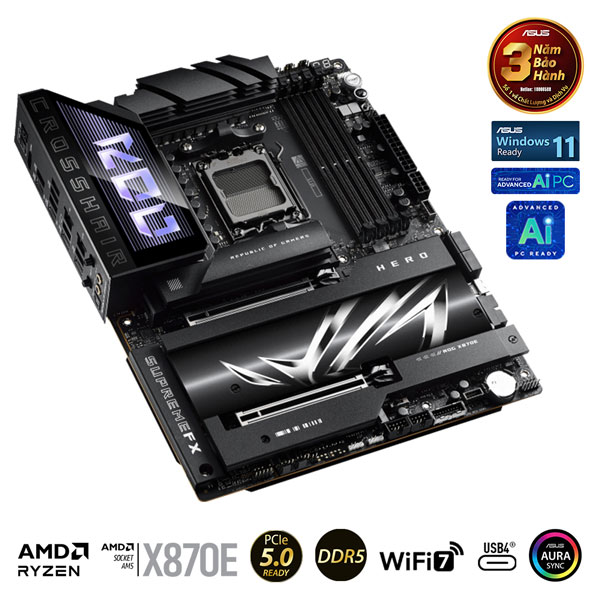 Mainboard Asus ROG CROSSHAIR X870E HERO (AMD X870/AM5/DDR5/WIFI/ATX)