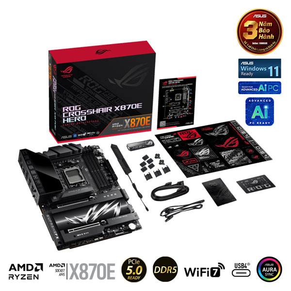 Mainboard Asus ROG CROSSHAIR X870E HERO (AMD X870/AM5/DDR5/WIFI/ATX)