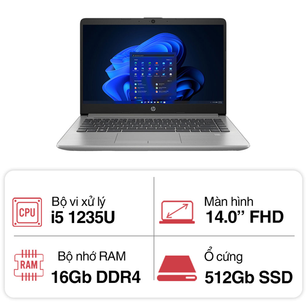 Laptop HP 240 G9 9T2G2PT (i5 1235U/ 16GB RAM/ 512GB SSD/ 14 inch FHD/ Win11/ Silver)