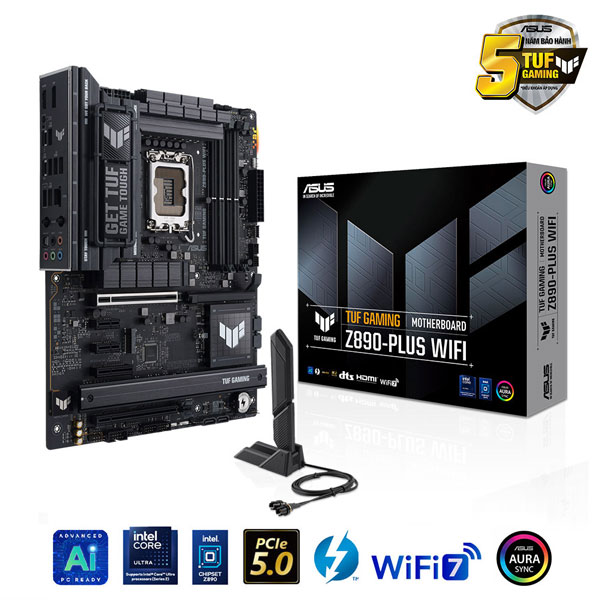 Mainboard Asus TUF GAMING Z890-PLUS WIFI DDR5 (Intel Z890, Socket LGA1851, ATX, 4 khe RAM DDR5)