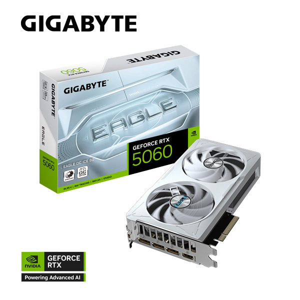 Card màn hình GIGABYTE RTX™ 5060 EAGLE OC ICE 8G (GV-N5060EAGLEOC ICE-8GD)