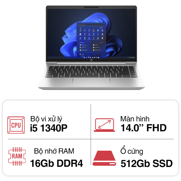 Laptop HP ProBook 440 G10 873B2PA (i5 1340P/ 16GB RAM/ 512GB SSD/ 14 inch FHD Touch/ Win11/ Silver)