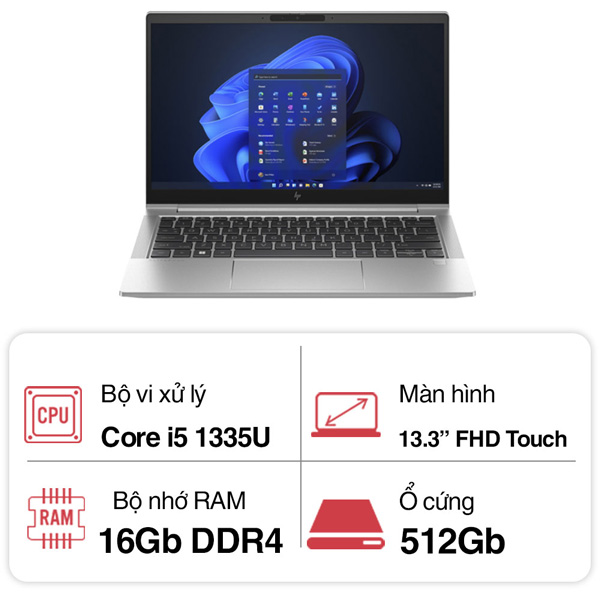 Laptop HP EliteBook 630 G10 9J0B5PT (i5 1335U/ 16GB RAM/ 512GB SSD/13.3 inch FHD Touch/Win11/ Silver)