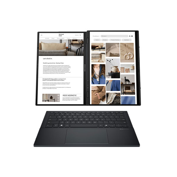 Laptop Asus Zenbook Duo UX8406CA-PZ109WS (Ultra 9 285H/ 32GB RAM/ 1TB SSD/ 14 inch 3K Touch/ 120Hz/ Win 11/ Office/ Gray/ Vỏ nhôm/ Bút)