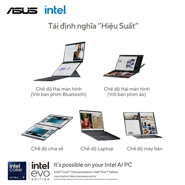 Laptop Asus Zenbook Duo UX8406CA-PZ109WS (Ultra 9 285H/ 32GB RAM/ 1TB SSD/ 14 inch 3K Touch/ 120Hz/ Win 11/ Office/ Gray/ Vỏ nhôm/ Bút)
