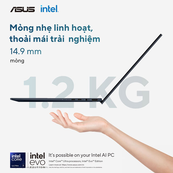Laptop Asus Zenbook 14 UX3405CA-PZ204WS (Ultra 9 285H/ 32GB RAM/ 1TB SSD/ 14 inch 3K Touch/ 120Hz/ Win 11/ Office/ Blue/ Vỏ nhôm/ Bút)