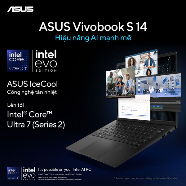 Laptop Asus Vivobook S14 OLED S5406SA-PP059WS (Ultra 7 258V/ 32GB RAm/ 1TB SSD/ 14 inch 3K/ 120Hz/ Win 11/ Office/ Blue)