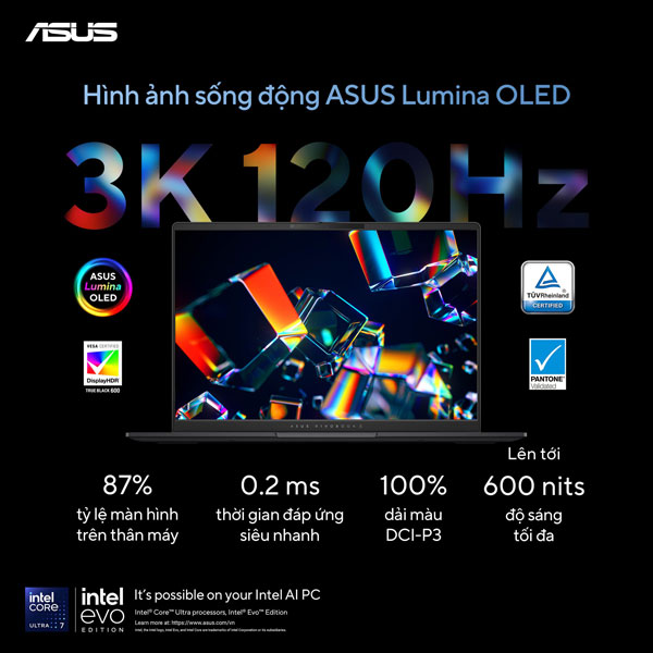Laptop Asus Vivobook S14 OLED S5406SA-PP059WS (Ultra 7 258V/ 32GB RAm/ 1TB SSD/ 14 inch 3K/ 120Hz/ Win 11/ Office/ Blue)