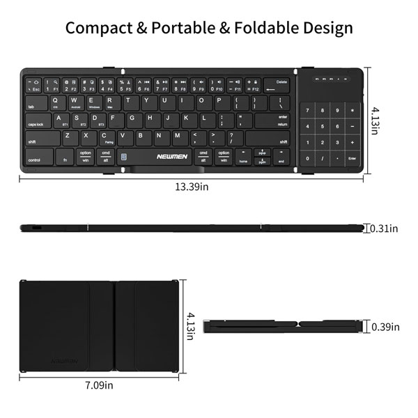 Bàn phím gấp không dây Newmen BK66 (Bluetooth/ Black)