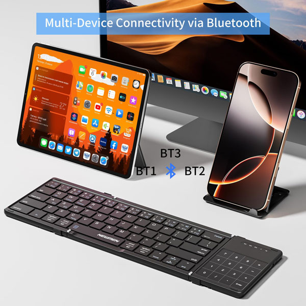 Bàn phím gấp không dây Newmen BK66 (Bluetooth/ Black)
