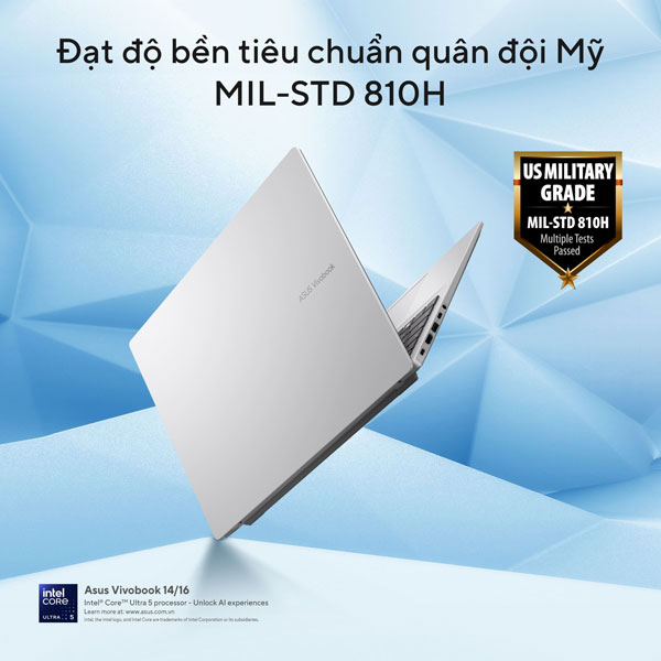 Laptop Asus Vivobook 14 A1407CA-LY008WS (Ultra 5 225H/ 16GB RAM/ 512GB SSD/ 14 inch WUXGA/ Win 11/ Office/ Silver)