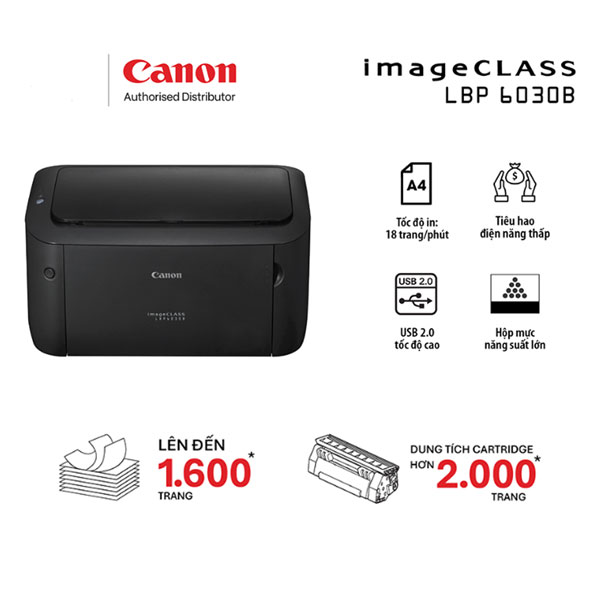 Máy in laser đen trắng Canon LBP6030B (A4/A5/ USB/ Black)