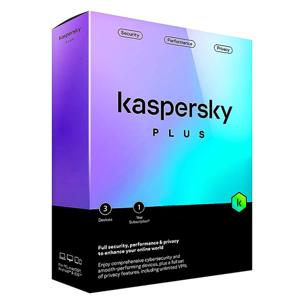 Phần mềm diệt Virus Kaspersky Plus 3U (3 thiết bị/ 12 tháng)