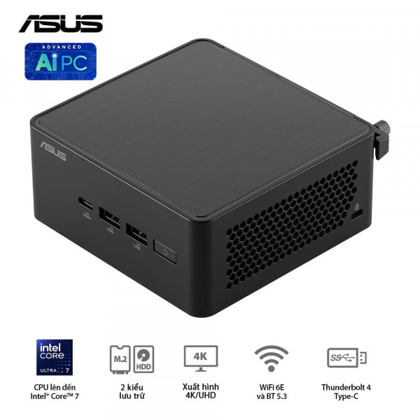 Máy tính mini Asus NUC 14 Pro Tall NUC14RVHI3 (Core 3 100U/ NoOS)