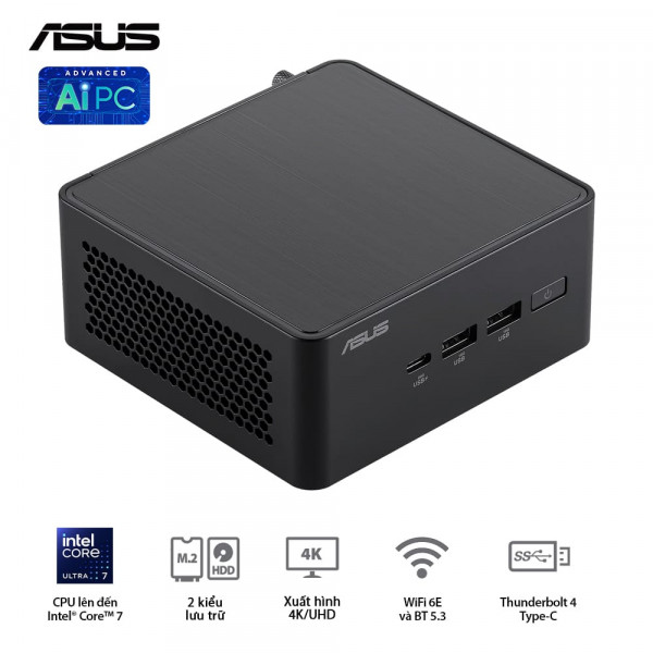 Máy tính mini Asus NUC 14 Pro Tall NUC14RVHI3 (Core 3 100U/ NoOS)