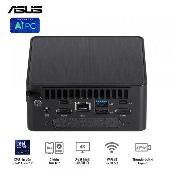 Máy tính mini Asus NUC 14 Pro Tall NUC14RVHI3 (Core 3 100U/ NoOS)