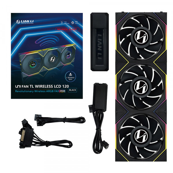 FAN CASE Lian Li TL LCD Reverse Wireless 120-3 Black - 12RTLLCD1W3B