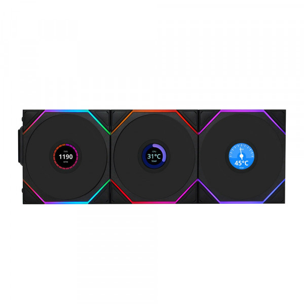 FAN CASE Lian Li TL LCD Reverse Wireless 120-3 Black - 12RTLLCD1W3B