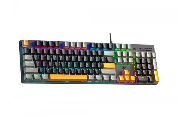 Bàn phím cơ AULA S500 (Blue switch/ Xám - Đen - Vàng/ USB)