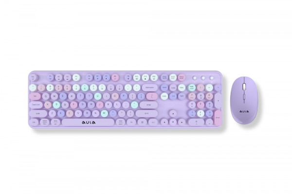 Bộ bàn phím chuột không dây AULA AC306 (Wireless/ Purpel Colorful)
