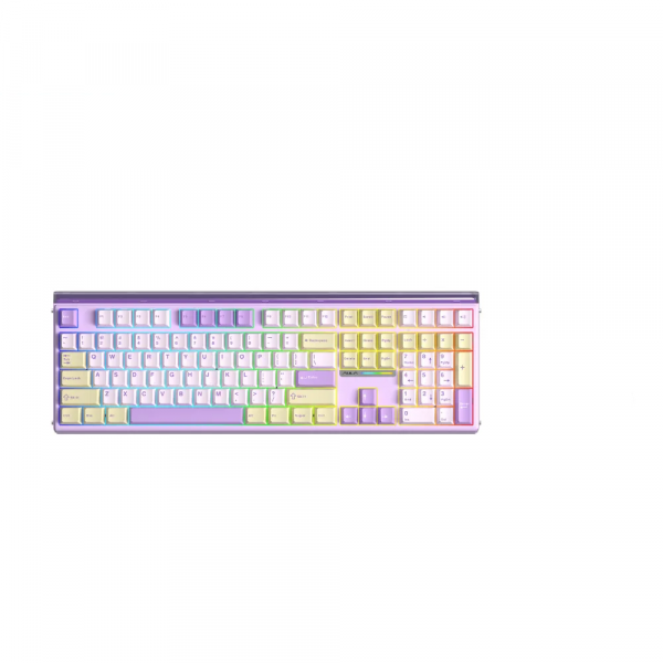 Bàn phím cơ AULA H108 (Silent Cotton Candy Switch/ Vàng - Tím/ 3 Mode)