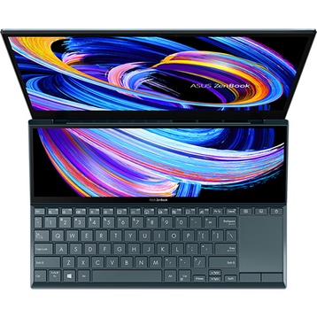 Laptop Asus Zenbook Duo UX482EA-KA081T (i5-1135G7/ 8GB/ 512GB SSD/ 14FHD, Touch/ VGA ON/ Win10/ Blue/ SCR_PAD/ Pen/ Túi/ Cáp USB to RJ45/ Cáp USB-C to audio)
