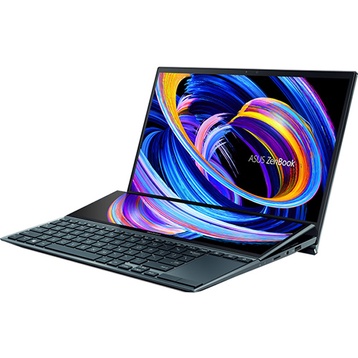 Laptop Asus Zenbook Duo UX482EA-KA081T (i5-1135G7/ 8GB/ 512GB SSD/ 14FHD, Touch/ VGA ON/ Win10/ Blue/ SCR_PAD/ Pen/ Túi/ Cáp USB to RJ45/ Cáp USB-C to audio)